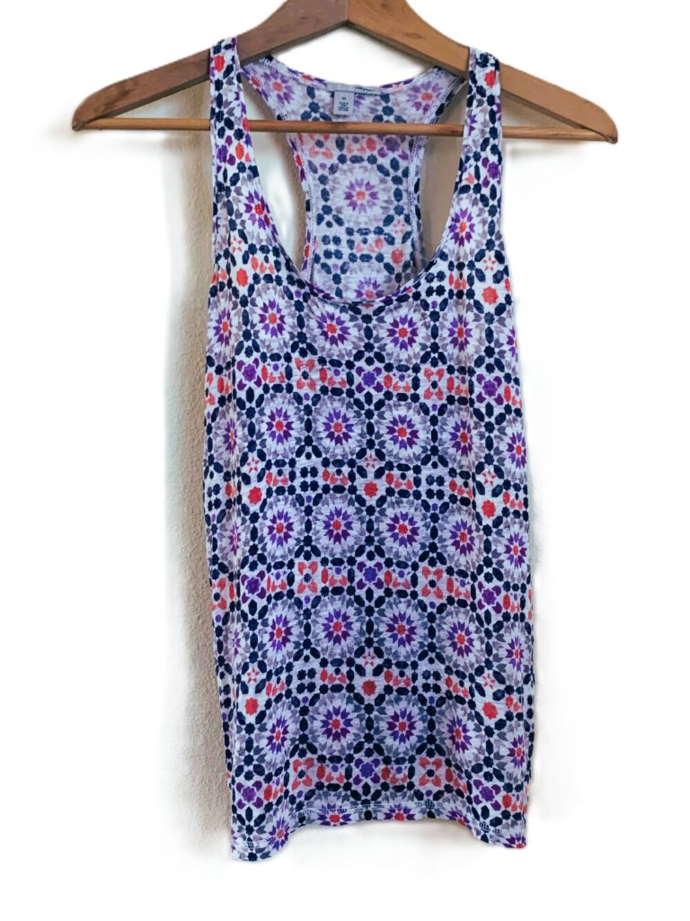 Halogen 100% Linen Racerback Tank Top | Colorful Print | Size XS